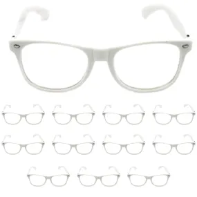 12x Wayfarer Sunglasses Glasses Party Wedding Fun Costume Dress Up - White/Clear
