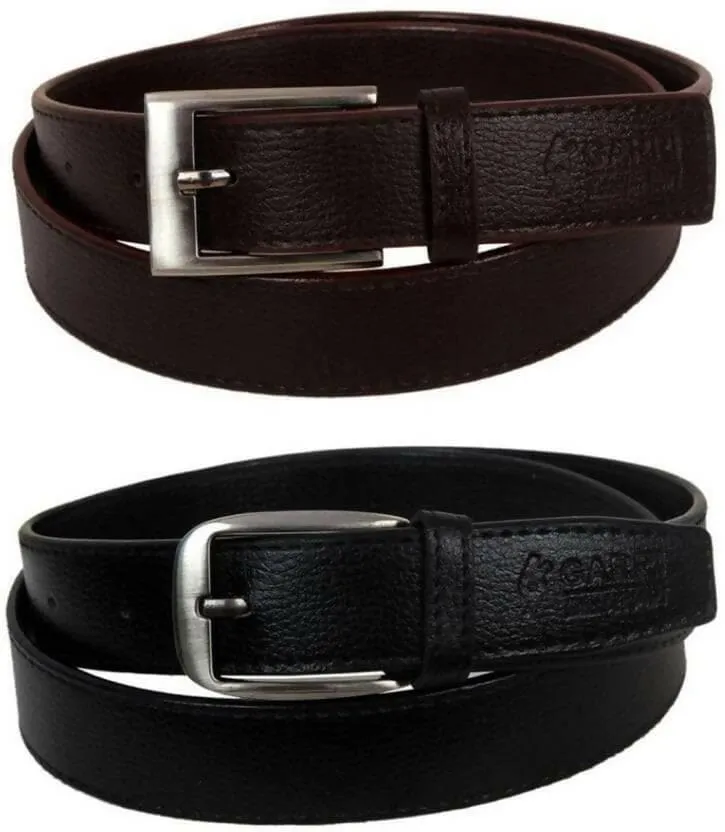2 PCS Belt (1Brown 1 Black) Best Rakhi Gift Casual trendy men's belt (combo)