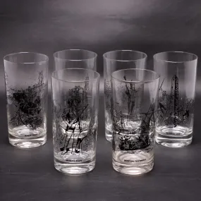 Bicentennial 6pc Set Revolutionary War Tumbler Glasses Mass Cooperative Bank