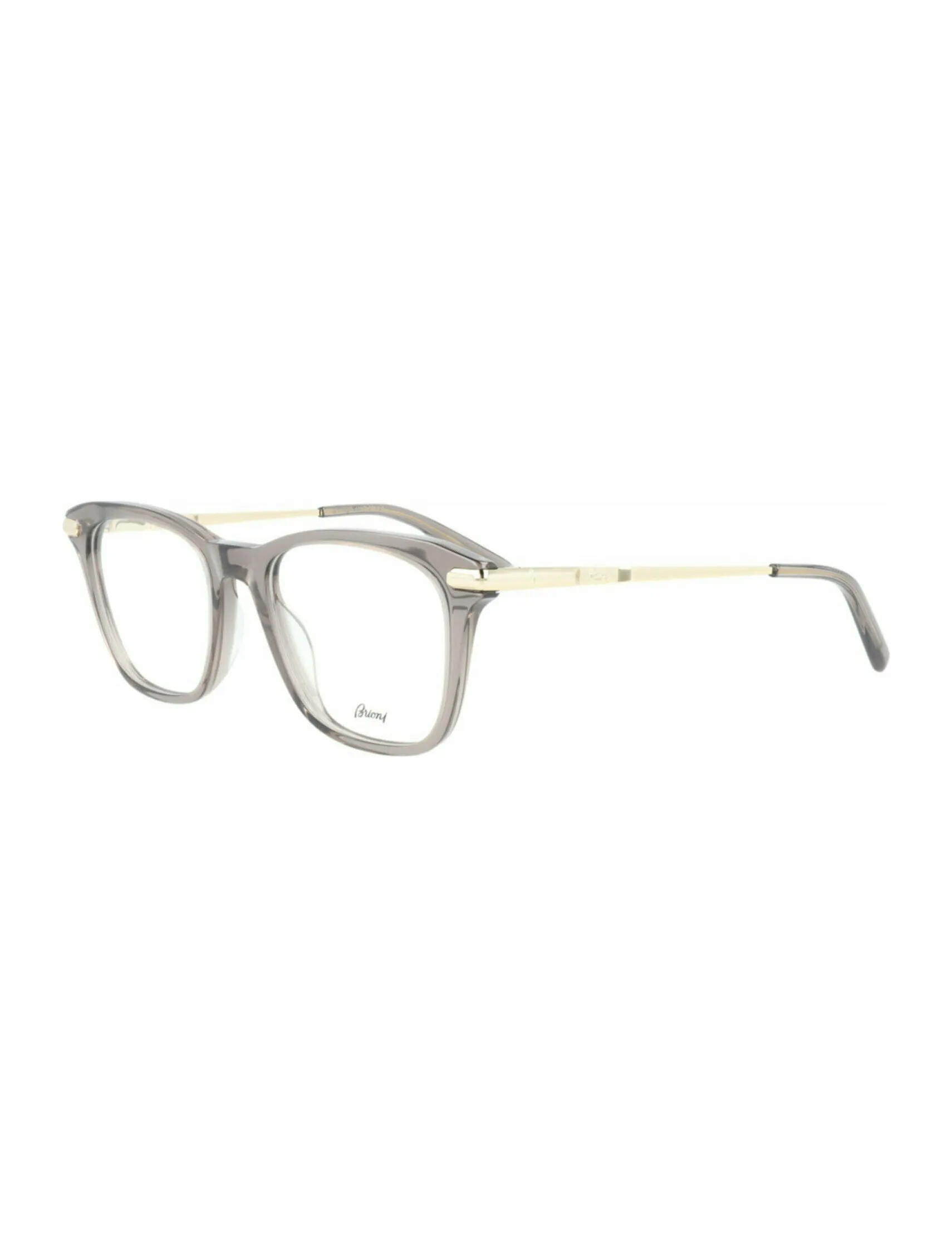 Brioni Mens Square/Rectangle Grey Gold Transparent Fashion Designer Eyewear