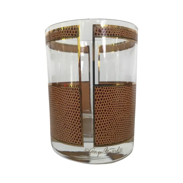 Georges Briard Signed Mid-Century Snakeskin Double Old Fashion Glasses (Set of 2)