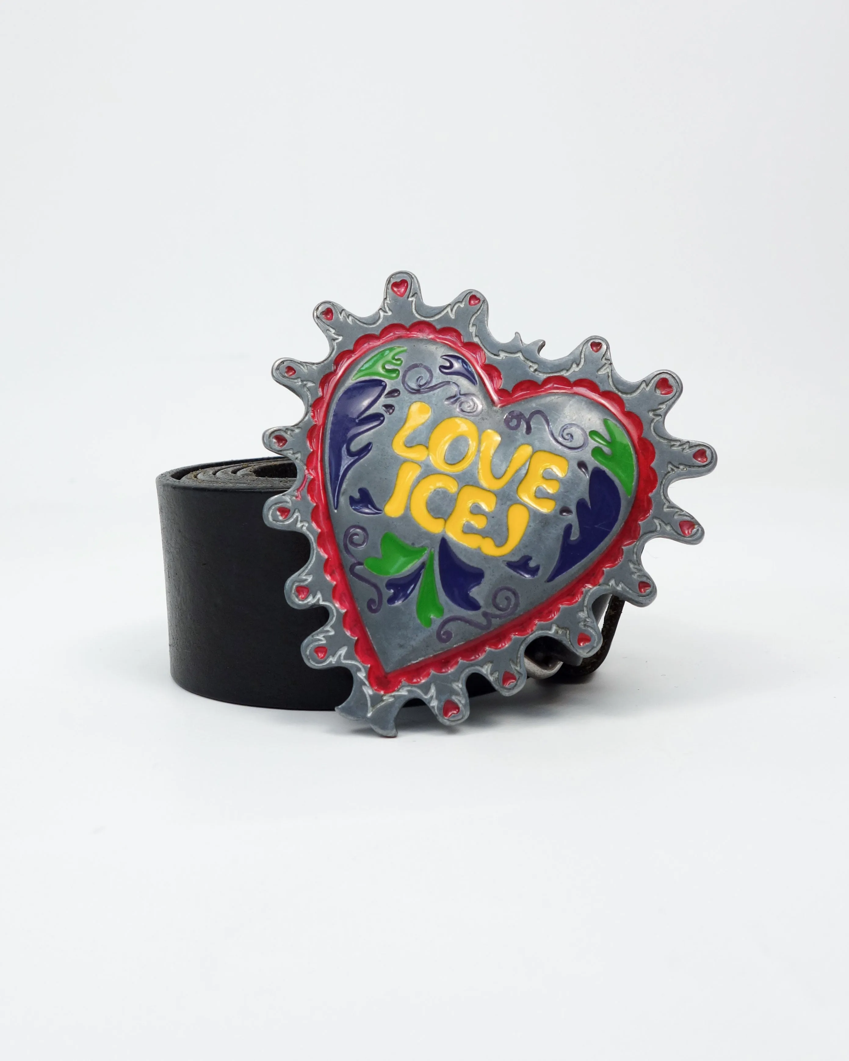 IceJ By Iceberg Love Black Leather belt 2000's