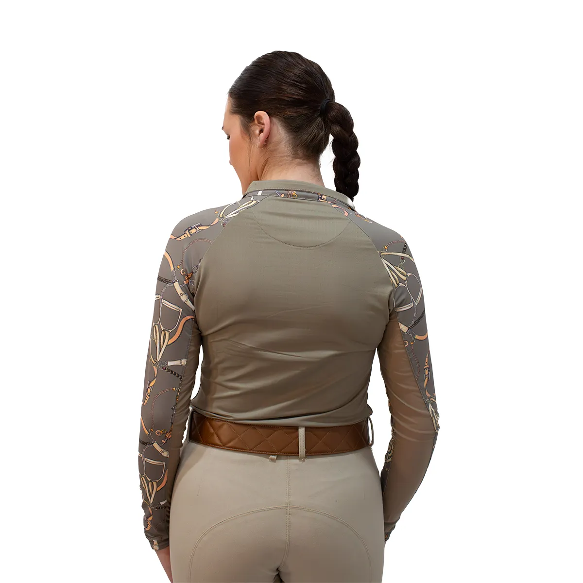 Kastel Long Sleeve Raglan Taupe Belts 1/4 Zip Shirt
