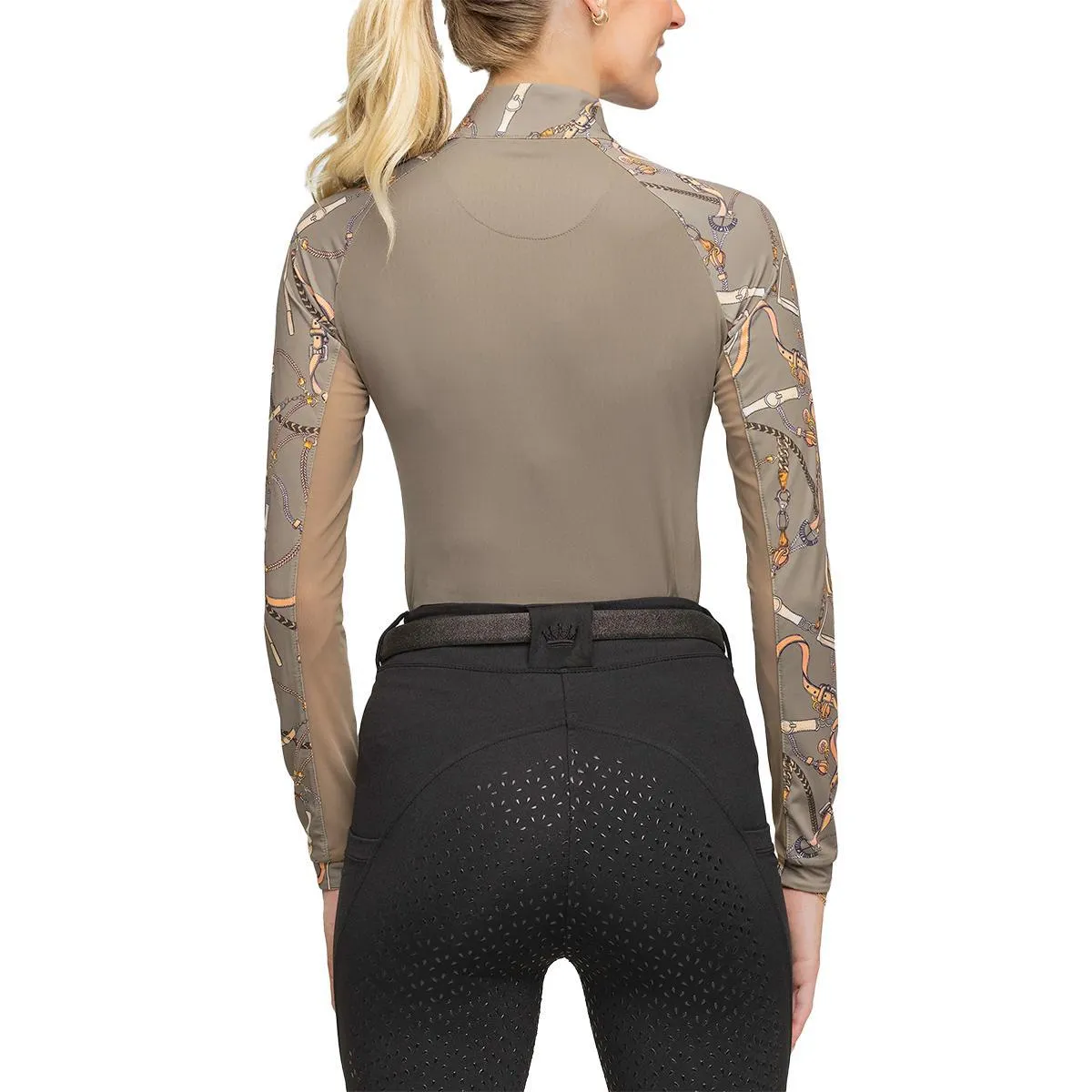 Kastel Long Sleeve Raglan Taupe Belts 1/4 Zip Shirt