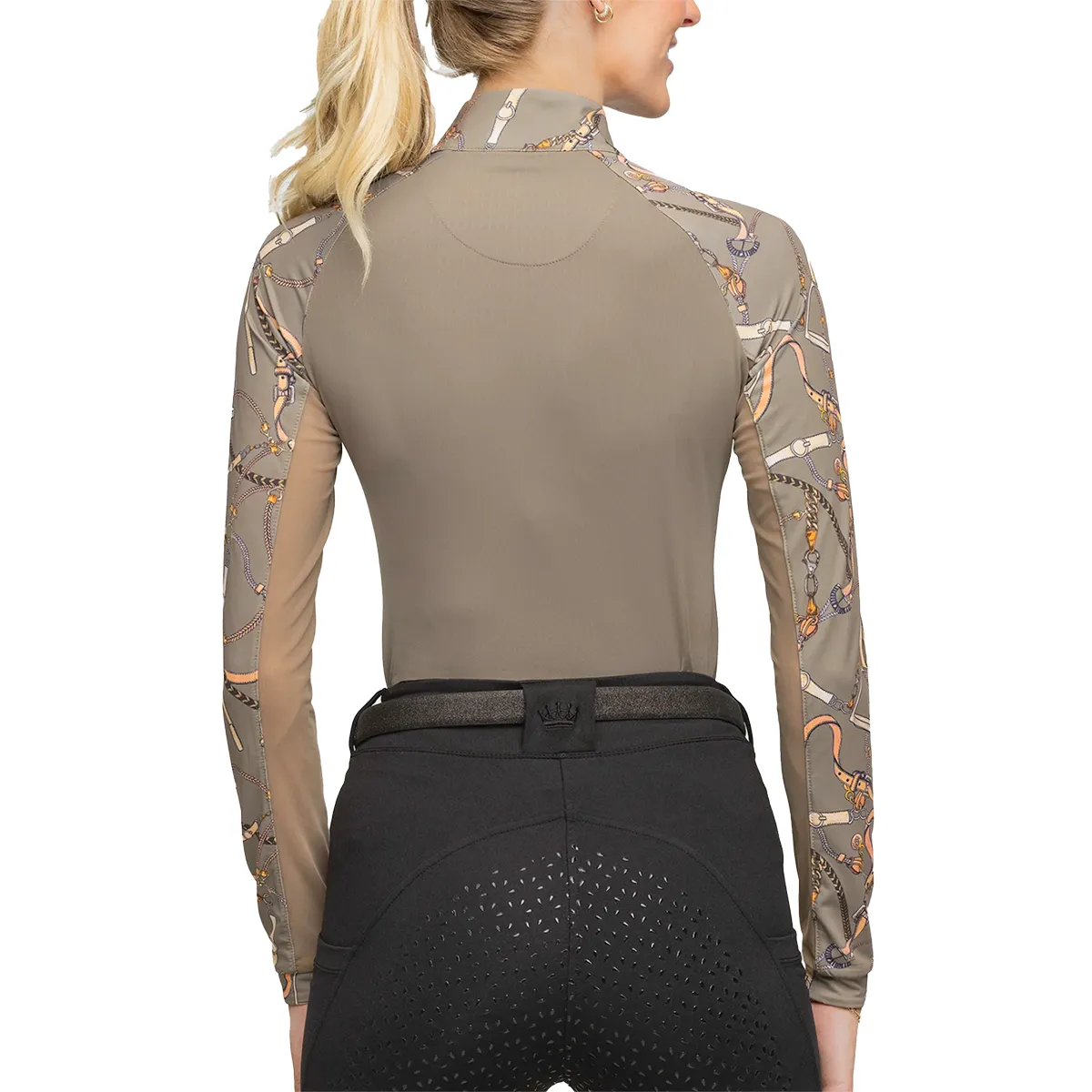 Kastel Long Sleeve Taupe Belts 1/4 Zip Shirt