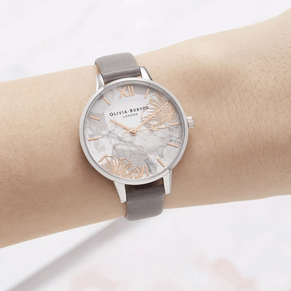 Olivia Burton Abstract Florals Demi Dial Watch - Grey ~ OB16VM32