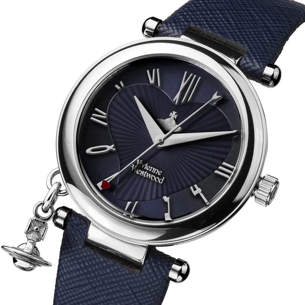 Orb Heart Watch - Silver & Dark Blue - VV006SLDBL