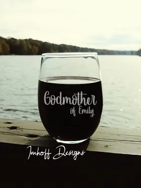 Personalized Godmother Gift | Wine Glass | Godmother Script