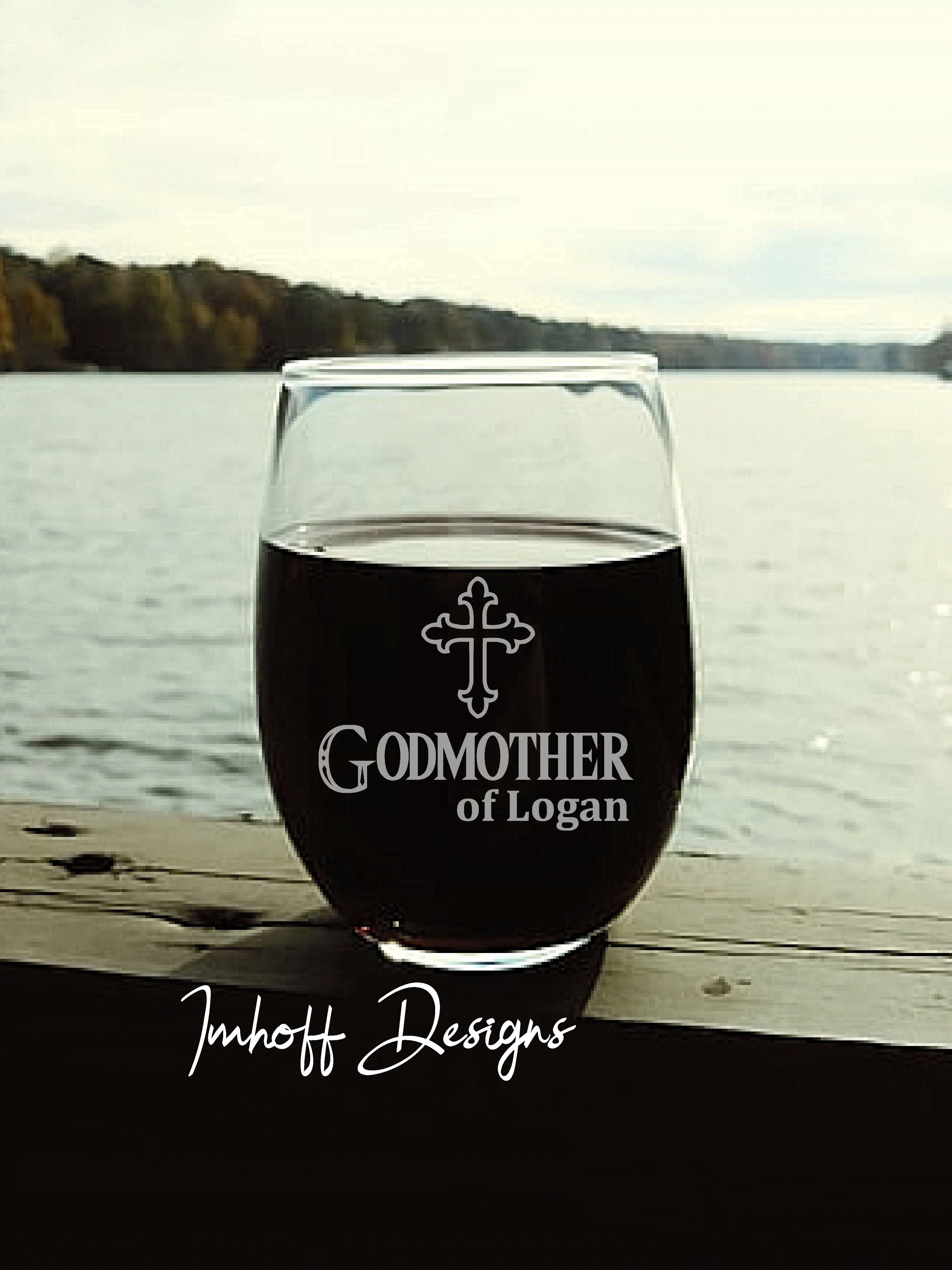 Personalized Godmother Gift | Wine Glass | Godmother With Cross