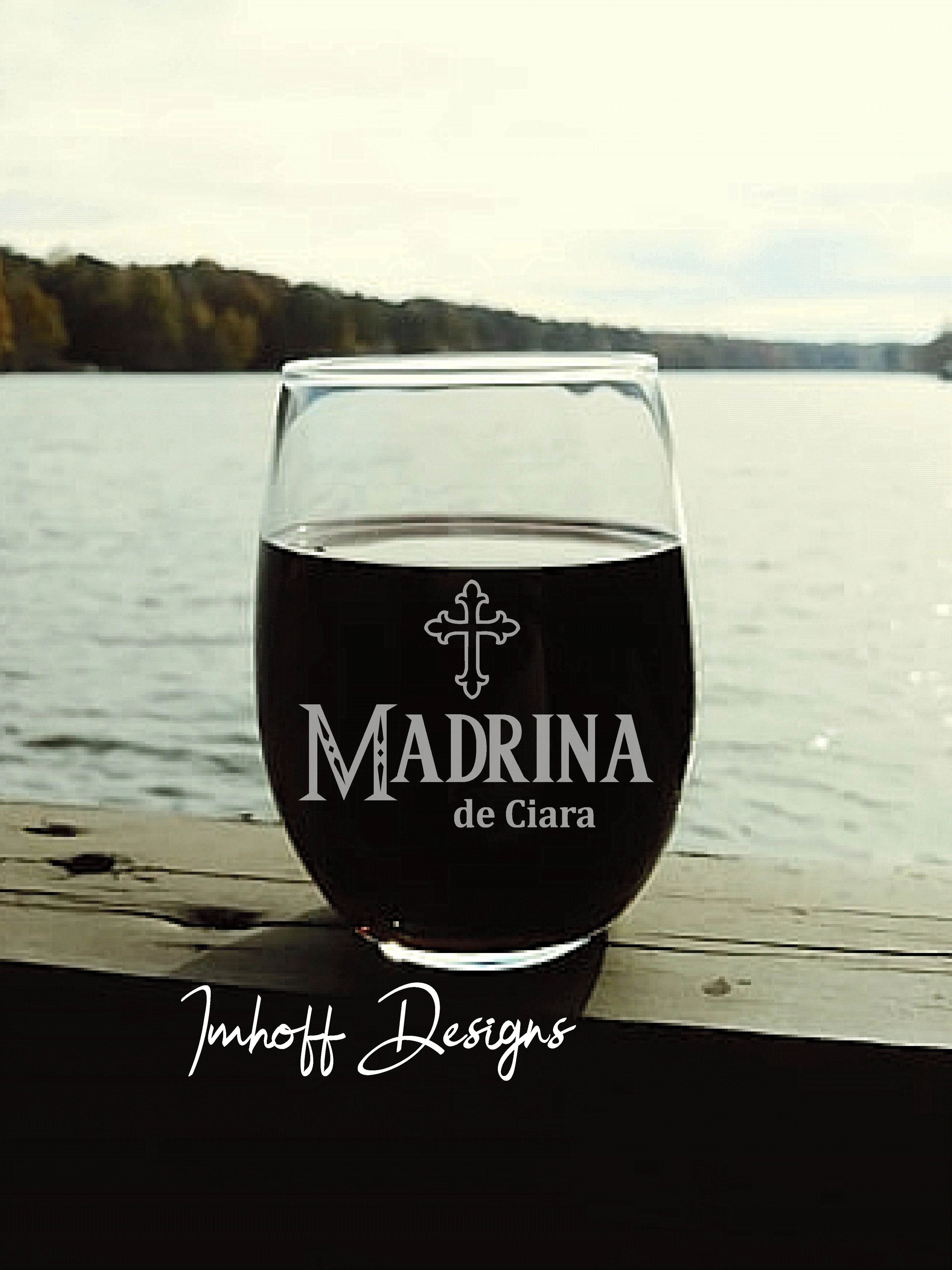 Personalized Madrina Gift | Wine Glass | Madrina With Cross