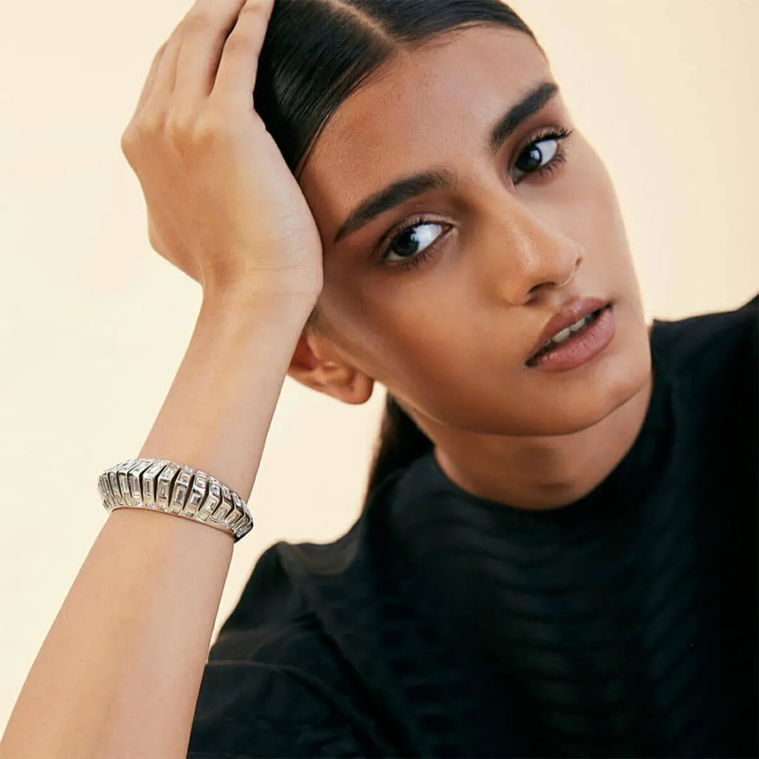 Silver Disco Mirror Rib Wristwear