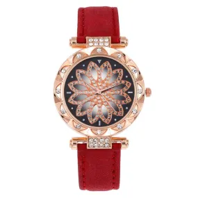 W118 Red Band Elegant Flower Collection Quartz Watch