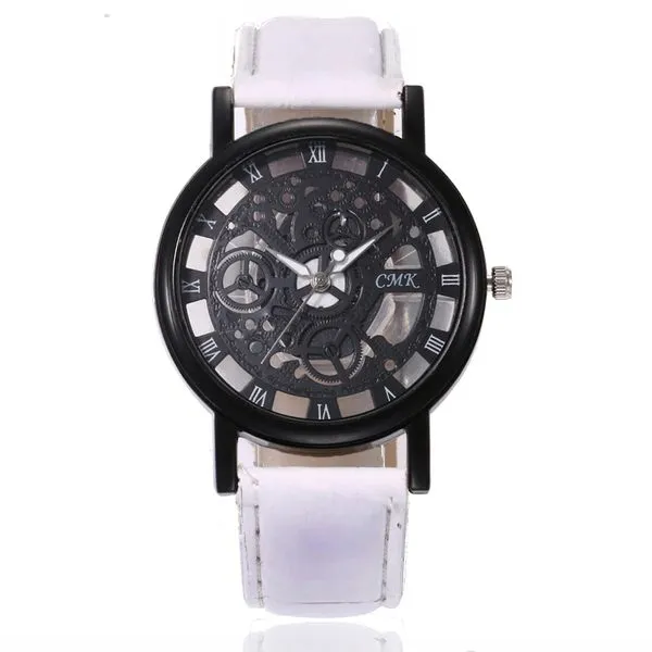 W157 White Band Gun Metal Black Gears Collection Quartz Watch