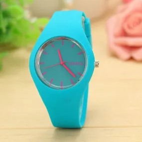 W48 Fashion Blue Silicone Collection Quartz Watch